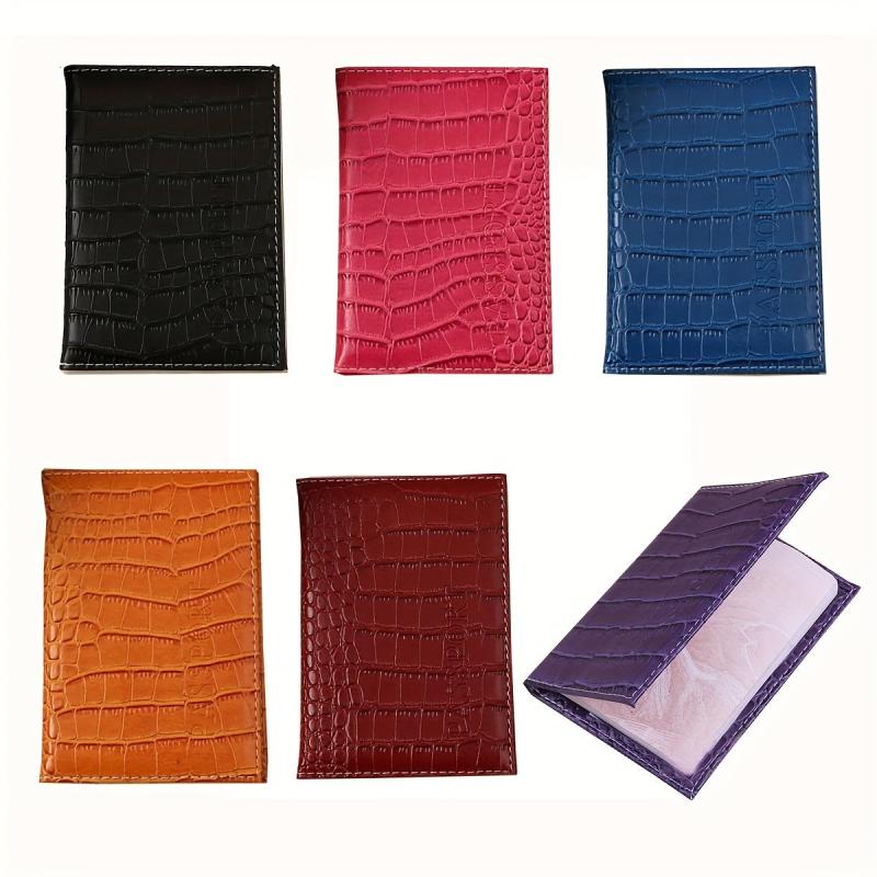 Crocodile Pattern PU Passport Holder Travel Cover Unisex Card Case