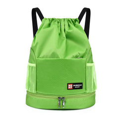 Drawstring Backpack Bag Shoe Compartment Waterproof Gym Bag