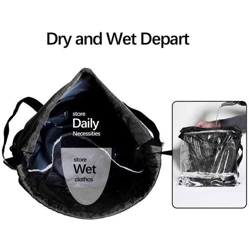 Drawstring Backpack Bag Shoe Compartment Waterproof Gym Bag