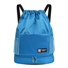 Drawstring Backpack Bag Shoe Compartment Waterproof Gym Bag