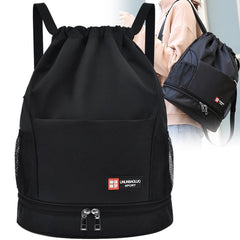 Drawstring Backpack Bag Shoe Compartment Waterproof Gym Bag