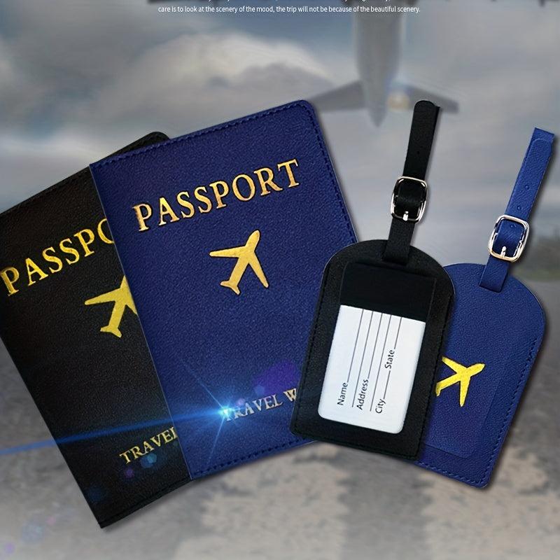 Airplane PU Leather Passport Holder Couple Travel Accessories
