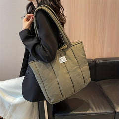 Quilted Tote Bag Puffer Padded Shoulder Bag Women's Handbag