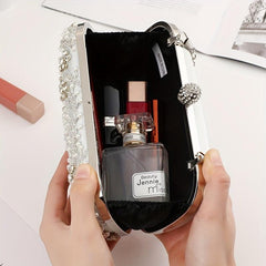 Floral Beaded Clutch Box Purse Chain Handbag for Wedding Prom