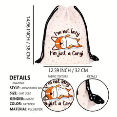 Cartoon Animal Drawstring Backpack Lightweight Waterproof Rucksack