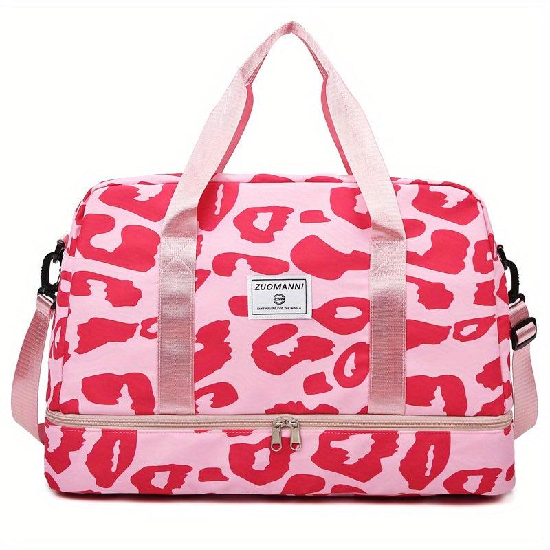 Leopard Sports Gym Bag Large Capacity Travel Duffle Bag with Shoes Compartment