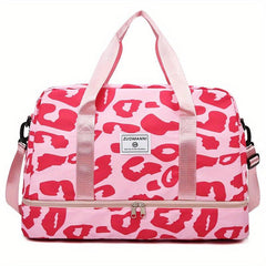 Leopard Sports Gym Bag Large Capacity Travel Duffle Bag with Shoes Compartment