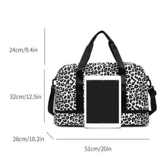 Leopard Sports Gym Bag Large Capacity Travel Duffle Bag with Shoes Compartment