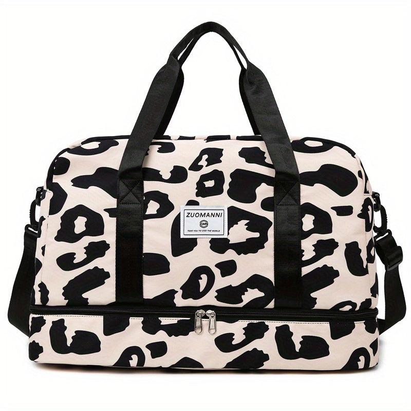 Leopard Sports Gym Bag Large Capacity Travel Duffle Bag with Shoes Compartment