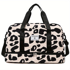 Leopard Sports Gym Bag Large Capacity Travel Duffle Bag with Shoes Compartment