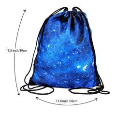 Galaxy Print Drawstring Workout Backpack Gym Sport String Bag
