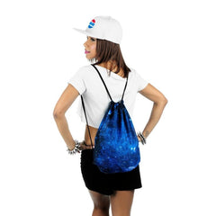 Galaxy Print Drawstring Workout Backpack Gym Sport String Bag
