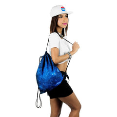Galaxy Print Drawstring Workout Backpack Gym Sport String Bag