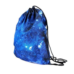 Galaxy Print Drawstring Workout Backpack Gym Sport String Bag