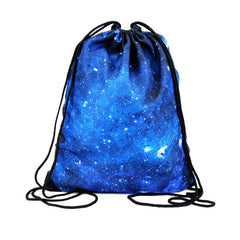 Galaxy Print Drawstring Workout Backpack Gym Sport String Bag