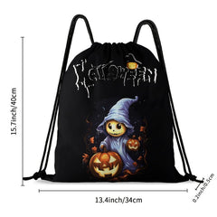 Pumpkin Print Drawstring Backpack for Halloween