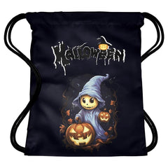 Pumpkin Print Drawstring Backpack for Halloween