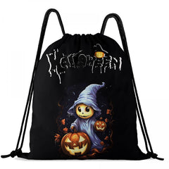 Pumpkin Print Drawstring Backpack for Halloween
