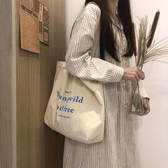 Letter Print Shoulder Bag Canvas Tote All Match Bag