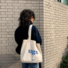 Letter Print Shoulder Bag Canvas Tote All Match Bag