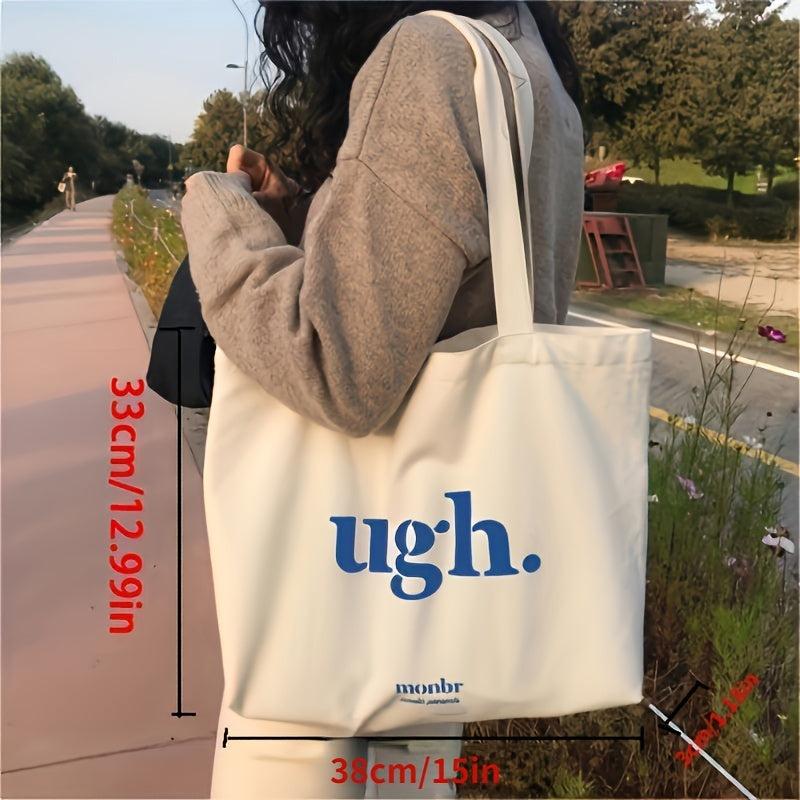 Letter Print Shoulder Bag Canvas Tote All Match Bag