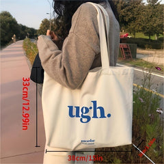 Letter Print Shoulder Bag Canvas Tote All Match Bag