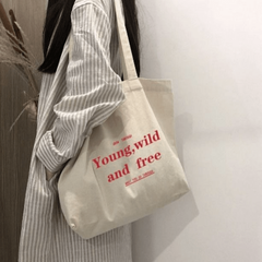 Letter Print Shoulder Bag Canvas Tote All Match Bag