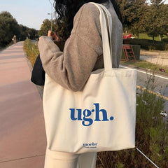 Letter Print Shoulder Bag Canvas Tote All Match Bag