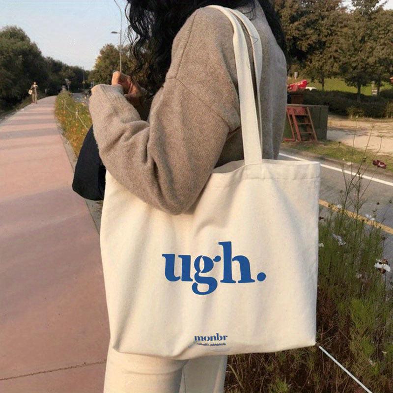 Letter Print Shoulder Bag Canvas Tote All Match Bag
