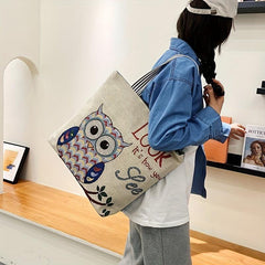 Ethnic Embroidered Tote Bag Canvas Handbag Large Capacity