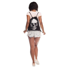 Casual Skull Pattern Sports Bag Lightweight Backpack Drawstring Foldable