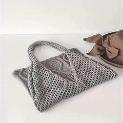 Large Capacity Hollow Knit Tote Bag Lightweight Should Bag Casual Commuter Bag