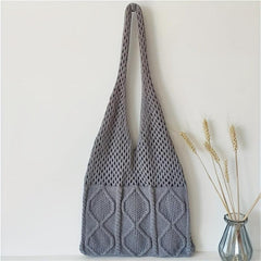 Large Capacity Hollow Knit Tote Bag Lightweight Should Bag Casual Commuter Bag