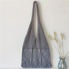 Large Capacity Hollow Knit Tote Bag Lightweight Should Bag Casual Commuter Bag