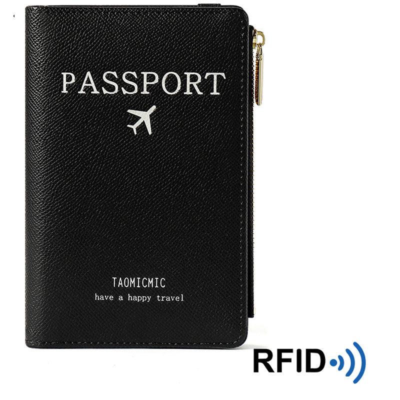 RFID Blocking Passport Wallet Card Holder Zipper Travel Organizer