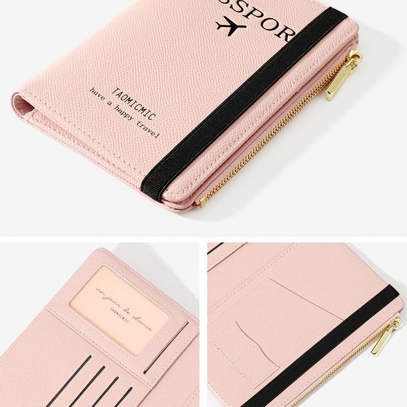RFID Blocking Passport Wallet Card Holder Zipper Travel Organizer
