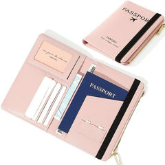 RFID Blocking Passport Wallet Card Holder Zipper Travel Organizer