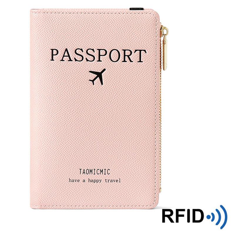 RFID Blocking Passport Wallet Card Holder Zipper Travel Organizer