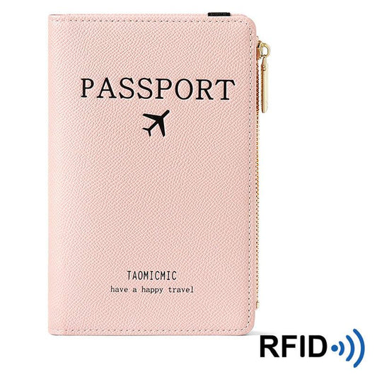 RFID Blocking Passport Wallet Card Holder Zipper Travel Organizer