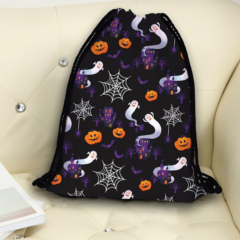 Halloween Pattern Storage Backpack Drawstring Sports Gym Bag