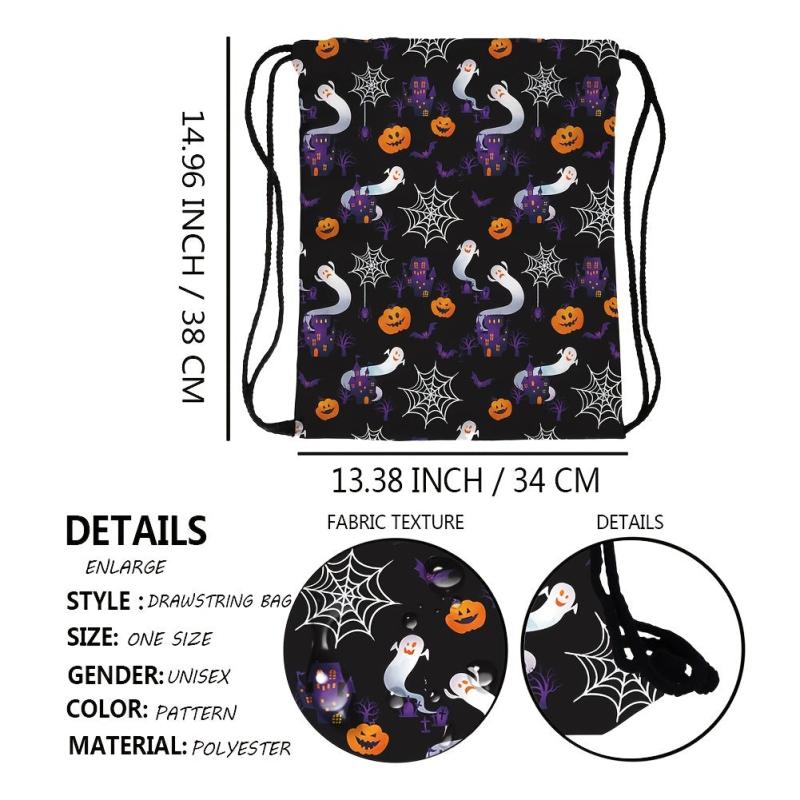 Halloween Pattern Storage Backpack Drawstring Sports Gym Bag