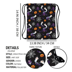 Halloween Pattern Storage Backpack Drawstring Sports Gym Bag