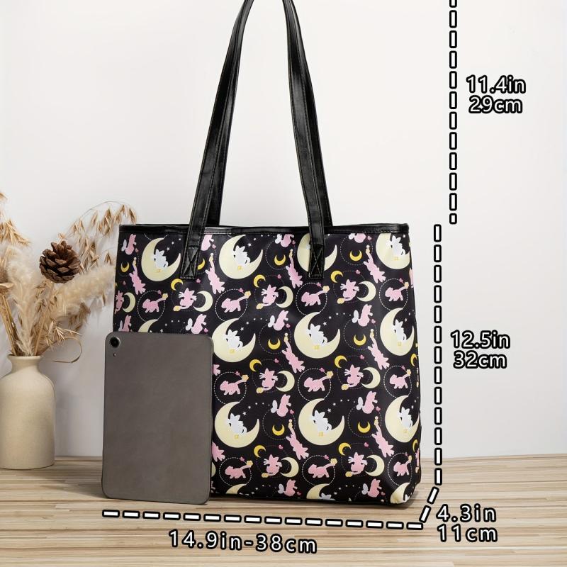 Cartoon Print Shoulder Bag for School & Work