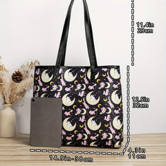 Cartoon Print Shoulder Bag for School & Work