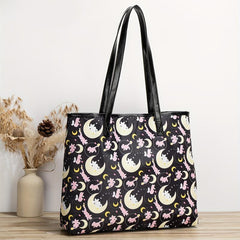 Cartoon Print Shoulder Bag for School & Work