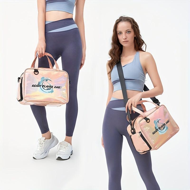 Letter Print Laser Shoulder Bag Lightweight Large Capacity Sports Bag