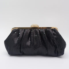Sequined Ruched Evening Bag Wedding Dress Clutch Purse Women's Handbag