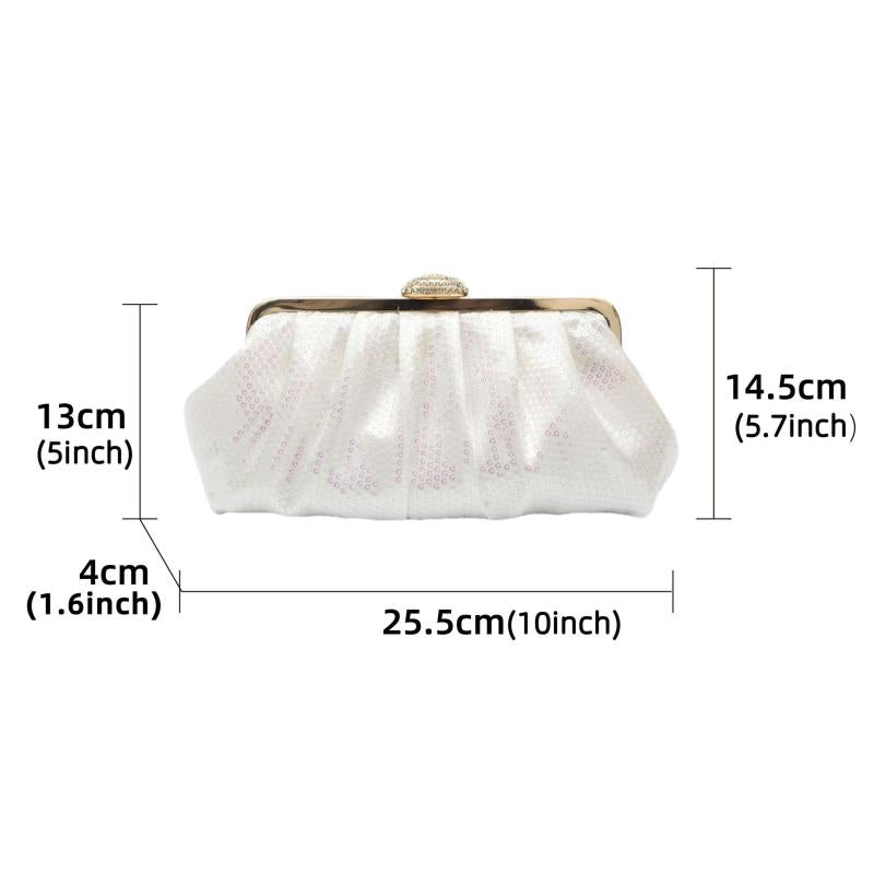 Sequined Ruched Evening Bag Wedding Dress Clutch Purse Women's Handbag