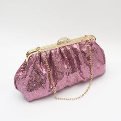 Sequined Ruched Evening Bag Wedding Dress Clutch Purse Women's Handbag