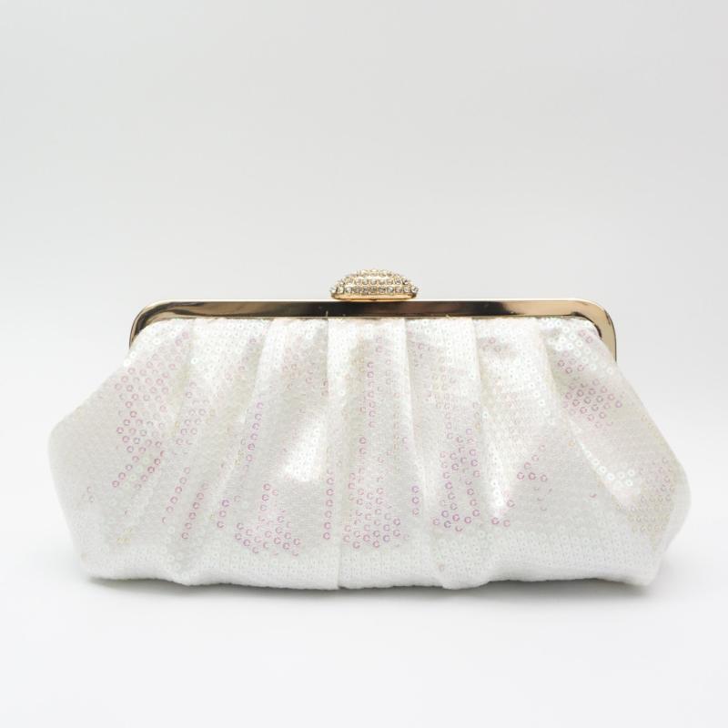 Sequined Ruched Evening Bag Wedding Dress Clutch Purse Women's Handbag